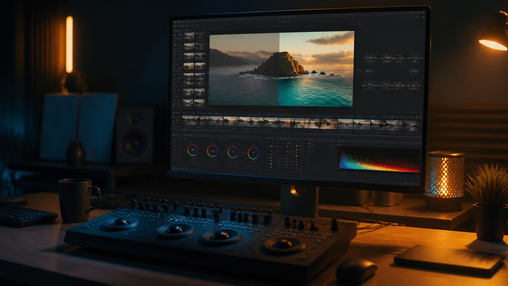 Cinematic video editing and color grading