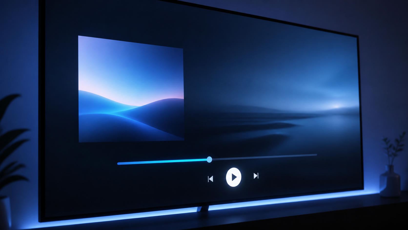 Minimal cinematic media player interface